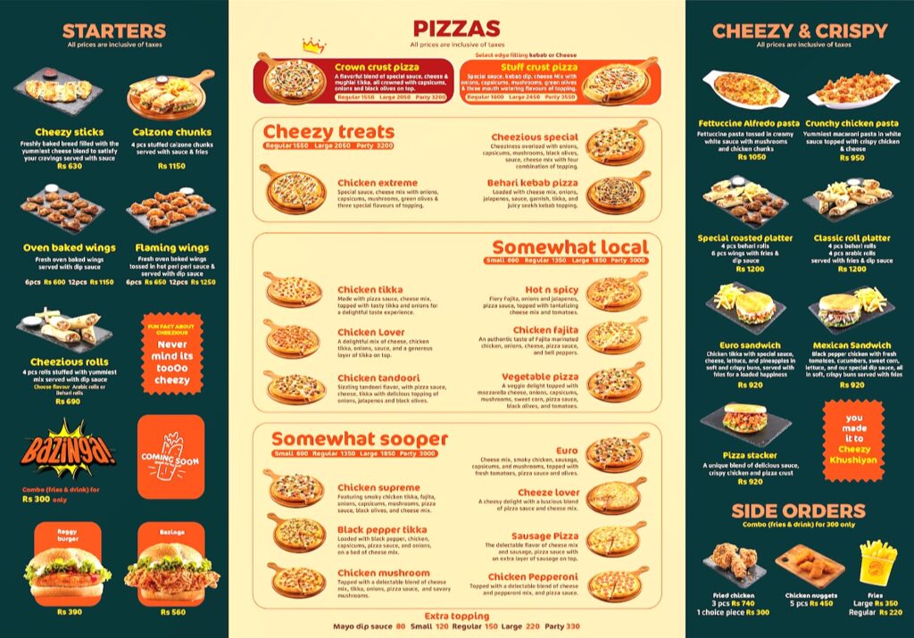 cheezious menu rawalpindi